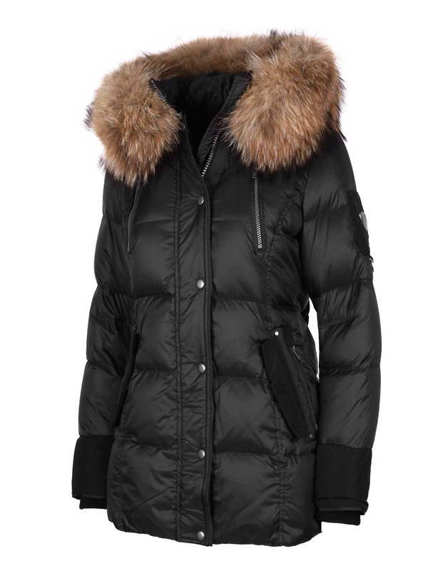 ROCKANDBLUE MICHA 75 cm - Puchowa kurtka z kapturem i kołnierzem w kolorze czarnym