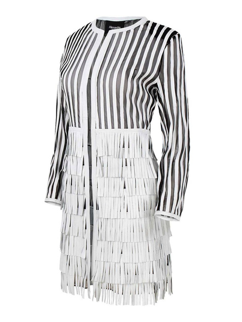 ALEXANDRA MILANO FRINGE COAT - ręcznie wykonana skórzana kurtka z frędzlami