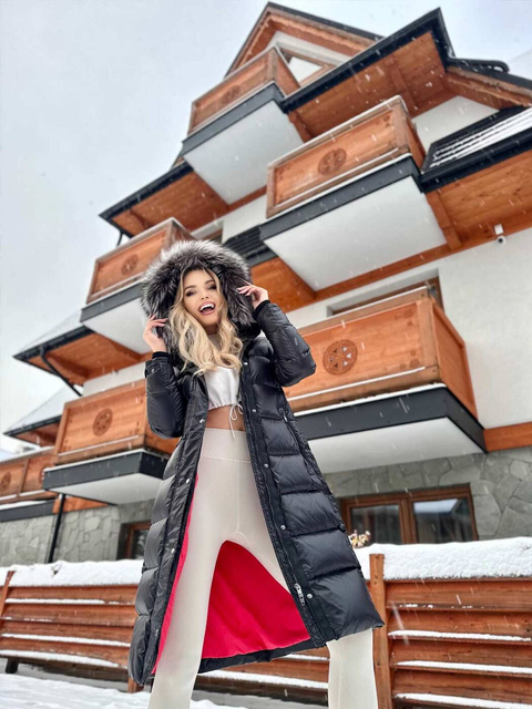 ROCKANDBLUE FARROW FX COAT 110 cm  - Puchowy płaszcz z lisem